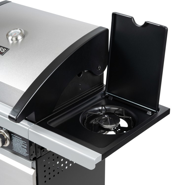 Boss Grill Alabama Elite - 3 Burner Gas BBQ Grill with Side Burner - Stainless Steel