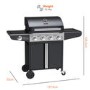 Boss Grill Kentucky Premium - 4 Burner Gas BBQ Grill with Side Burner - Black