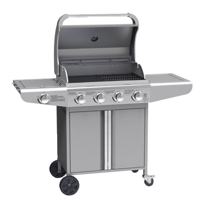 Boss Grill Kentucky Premium - 4 Burner Gas BBQ Grill with Side Burner - Stainless Steel