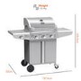 Boss Grill Kentucky Premium - 4 Burner Gas BBQ Grill with Side Burner - Stainless Steel