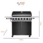 Boss Grill Alabama Elite - 6 Burner Gas BBQ Grill with Side Burner - Black