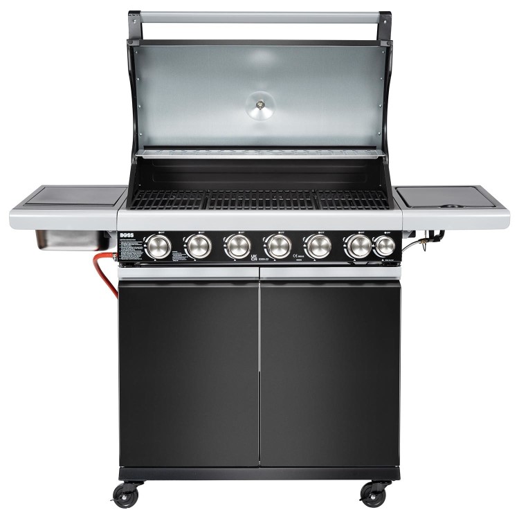 Boss Grill Alabama Elite - 6 Burner Gas BBQ Grill with Side Burner - Black