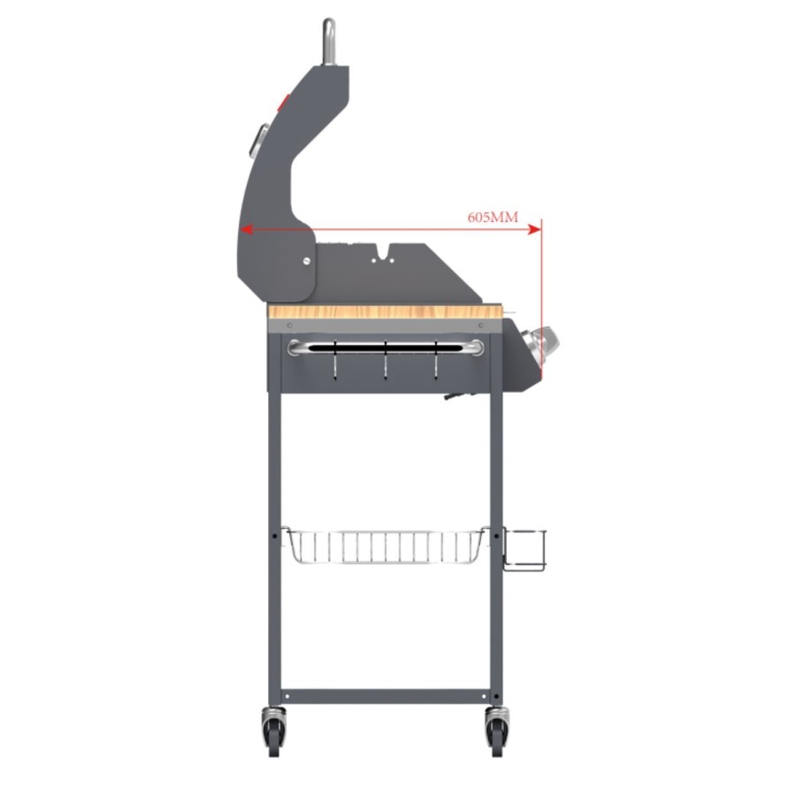 Boss Grill Texas Outdoor Kitchen - 4 Burner Gas BBQ Grill with Side Burner - Black