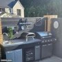 Boss Grill Outdoor Kitchen - 4 Burner Gas BBQ Grill with Beverage Cooler and Sink - Black