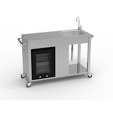 with sink and fridge