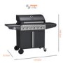 Boss Grill Kentucky Premium - 6 Burner Gas BBQ Grill with Side Burner - Black