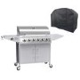 Boss Grill Georgia Classic - 6 Burner Gas BBQ Grill with Side Burner - Silver