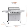 Boss Grill Georgia Classic - 6 Burner Gas BBQ Grill with Side Burner - Silver