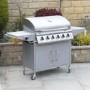 Boss Grill Georgia Classic - 6 Burner Gas BBQ Grill with Side Burner - Silver