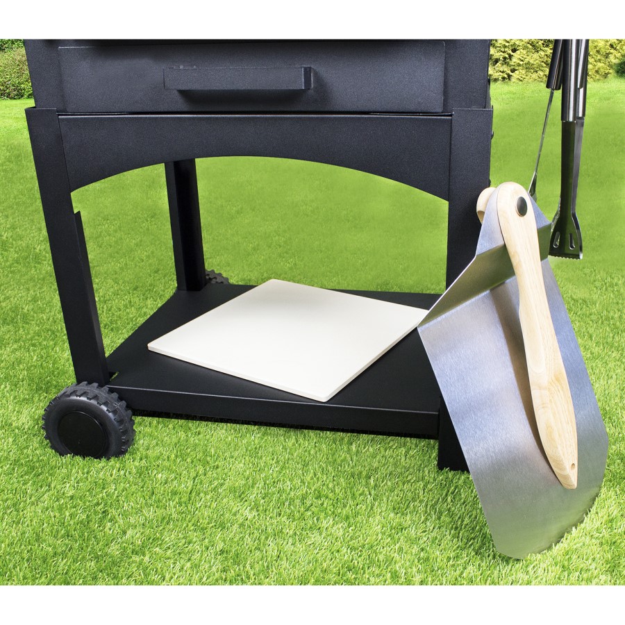 3-in-1 Charcoal Outdoor Pizza Oven BBQ & Smoker - Includes BBQ Cover and Utensil Set