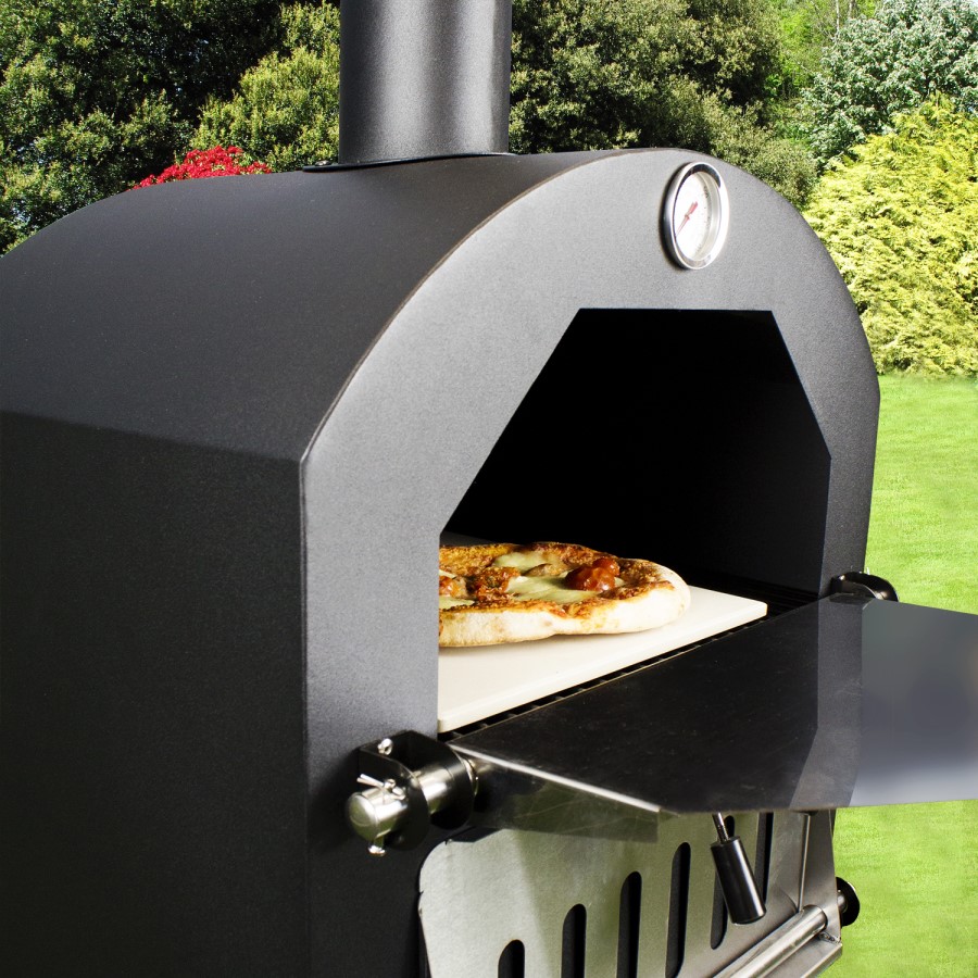 3-in-1 Charcoal Outdoor Pizza Oven BBQ & Smoker - Includes BBQ Cover and Utensil Set