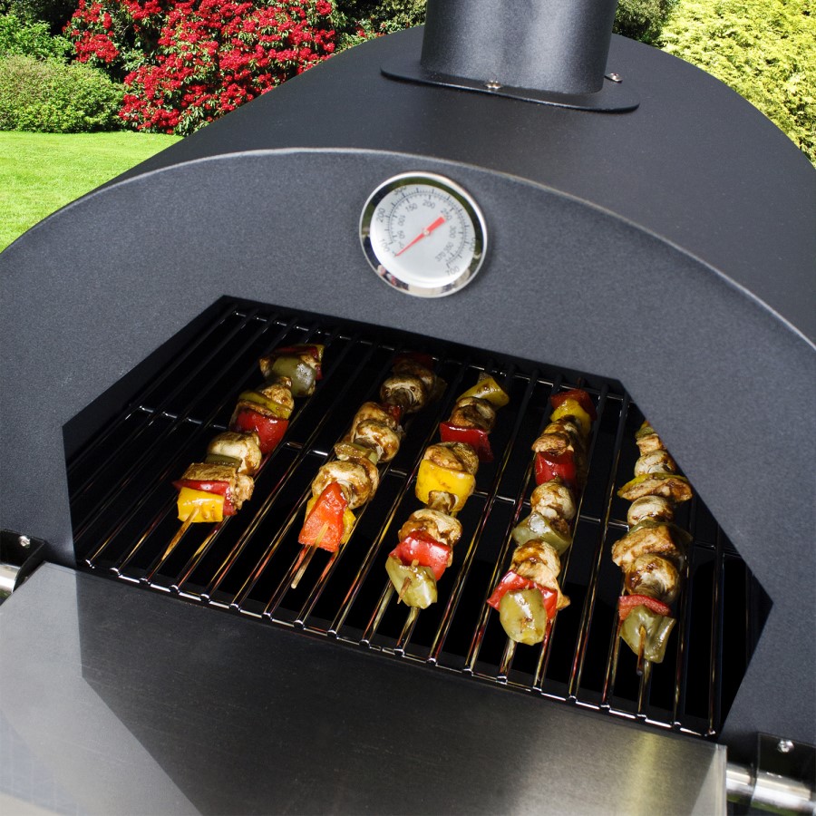 3-in-1 Charcoal Outdoor Pizza Oven BBQ & Smoker - Includes BBQ Cover and Utensil Set