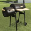 Black Barrel Charcoal Smoker BBQ - Includes BBQ Cover and Utensil Set