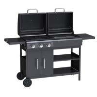 Boss Grill Georgia Dual Fuel - 3 Burner Gas & Charcoal BBQ Grill - Black