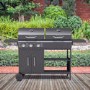 Boss Grill Georgia Dual Fuel - 3 Burner Gas & Charcoal BBQ Grill - Black