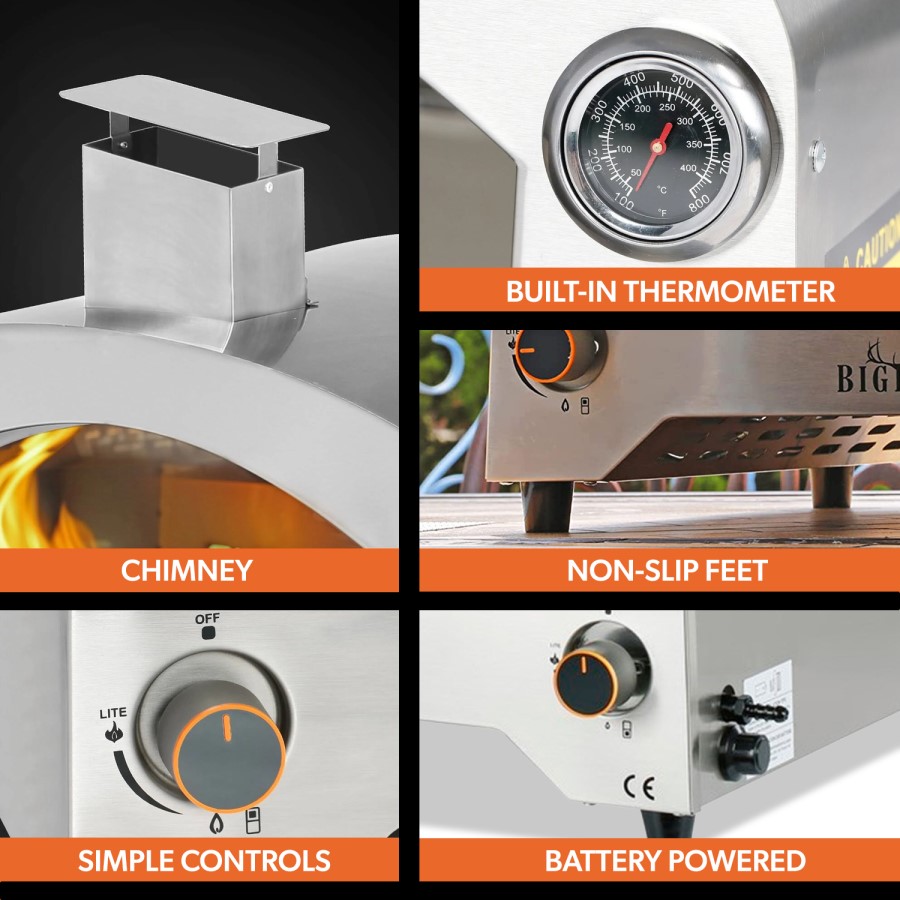 Boss Grill 12 Inch Portable Gas Pizza Cooker with Stone