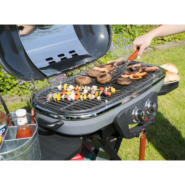 Boss Grill Deluxe Portable - 2 Burner Gas BBQ Grill with Trolley - Grey