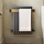 Gunmetal Single Panel Radiator with Brass Towel Bar 600 x 600mm - Iraya