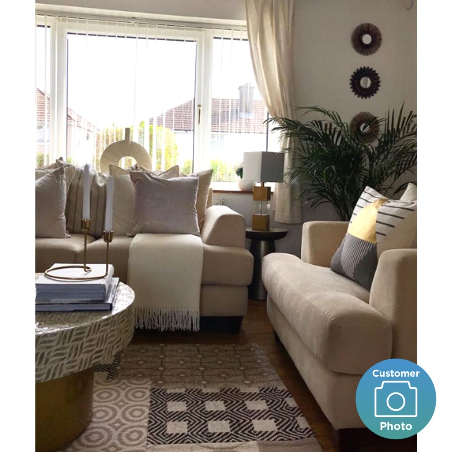 Gold & White Round Patterned Coffee Table - Iris