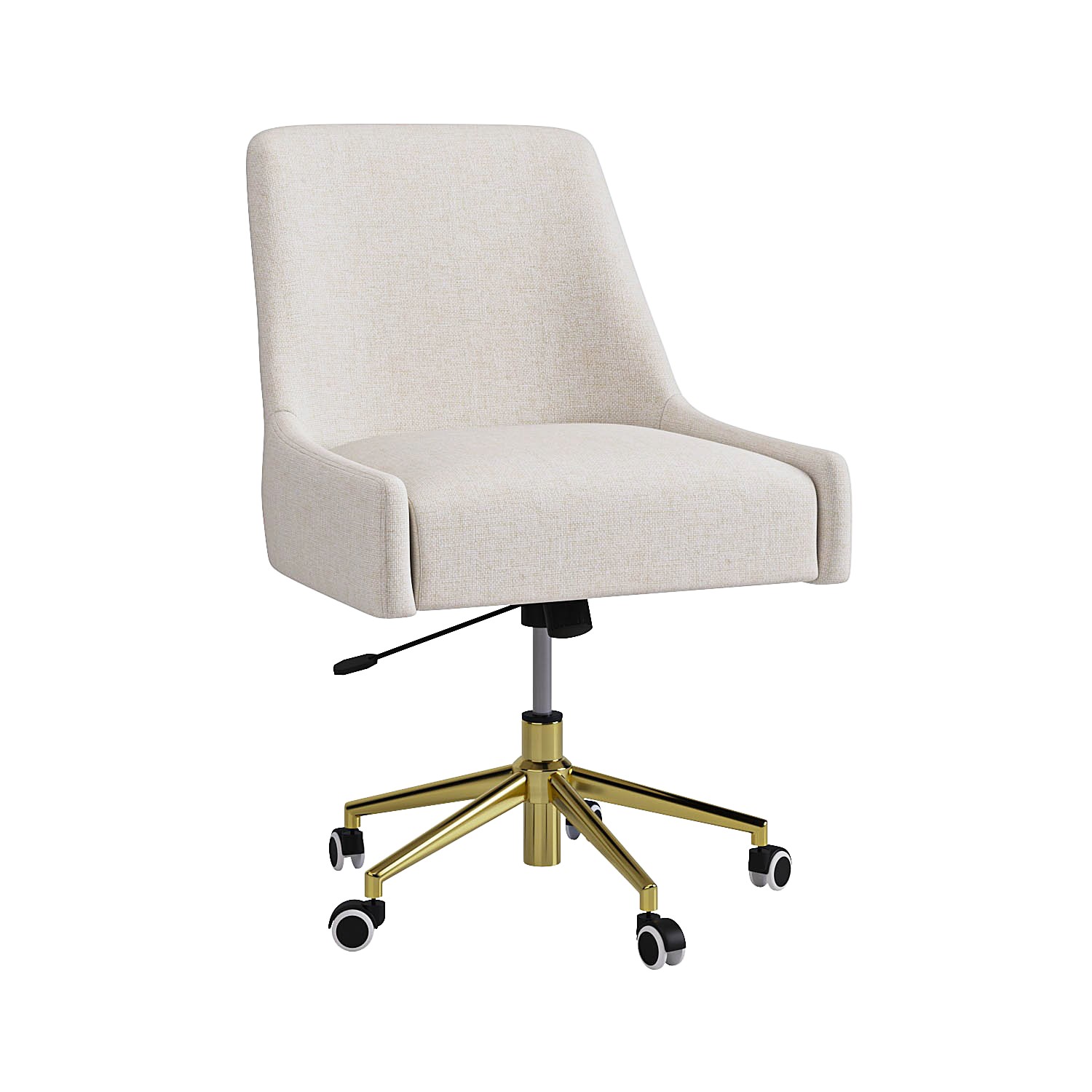 Cream Fabric Swivel Armless Office Chair - Iris - Furniture123