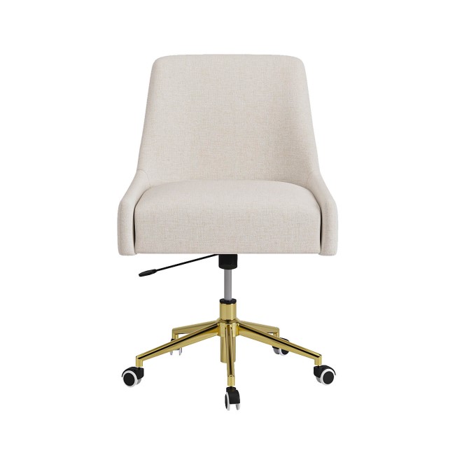 Cream Fabric Swivel Armless Office Chair - Iris