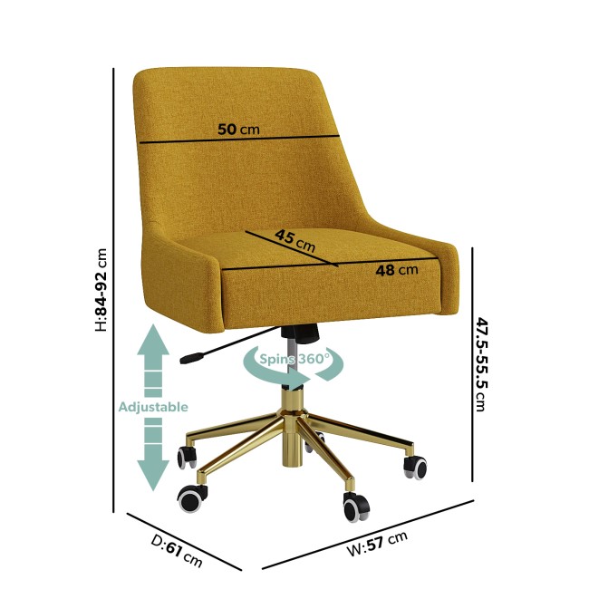 ALMOST PERFECT - Mustard Fabric Swivel Armless Office Chair - Iris