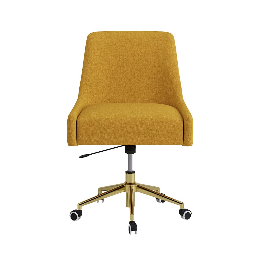 Mustard Fabric Swivel Armless Office Chair - Iris