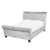 GRADE A1 - Isabella Crushed Velvet Double Roll Top Bed Frame in Silver