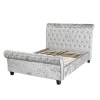 Silver Crushed Velvet Upholstered Double Sleigh Bed Frame - Isabella - LPD