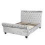 Isabella Crushed Velvet Roll Top Kingsize Bed Frame in Silver