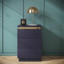 ISB009 Navy Blue 3 Drawer Bedside Table with Metallic Trim - Isabella