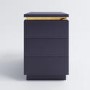 Navy Blue 3 Drawer Bedside Table with Metallic Trim - Isabella