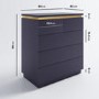 ONLY OPENED - Navy Tall Chest of 5 Drawers with a Gold Trim - Isabella