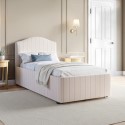 ISBE001 Cream Upholstered Single Bed Frame with Storage Drawer - Isabelle