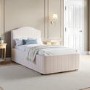 Cream Upholstered Single Bed Frame with Storage Drawer - Isabelle