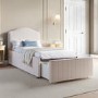 Cream Upholstered Single Bed Frame with Storage Drawer - Isabelle