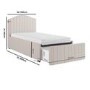 Cream With Blue Striped Upholstered Single Bed Frame with Storage Drawer - Isabelle