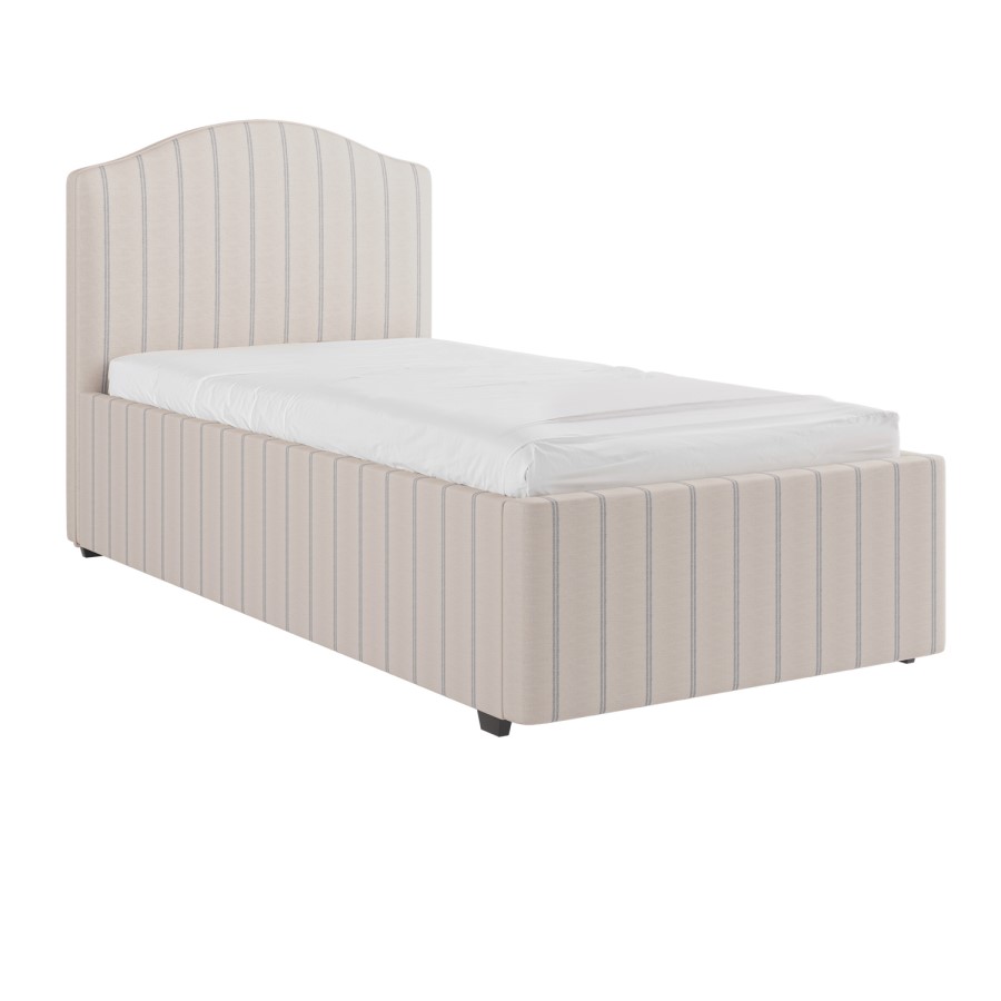 Cream Upholstered Single Bed Frame with Storage Drawer - Isabelle