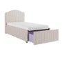 Cream Upholstered Single Bed Frame with Storage Drawer - Isabelle