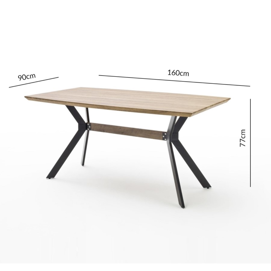 Industrial Dining Table in Wood Effect & Black Metal - Isaac