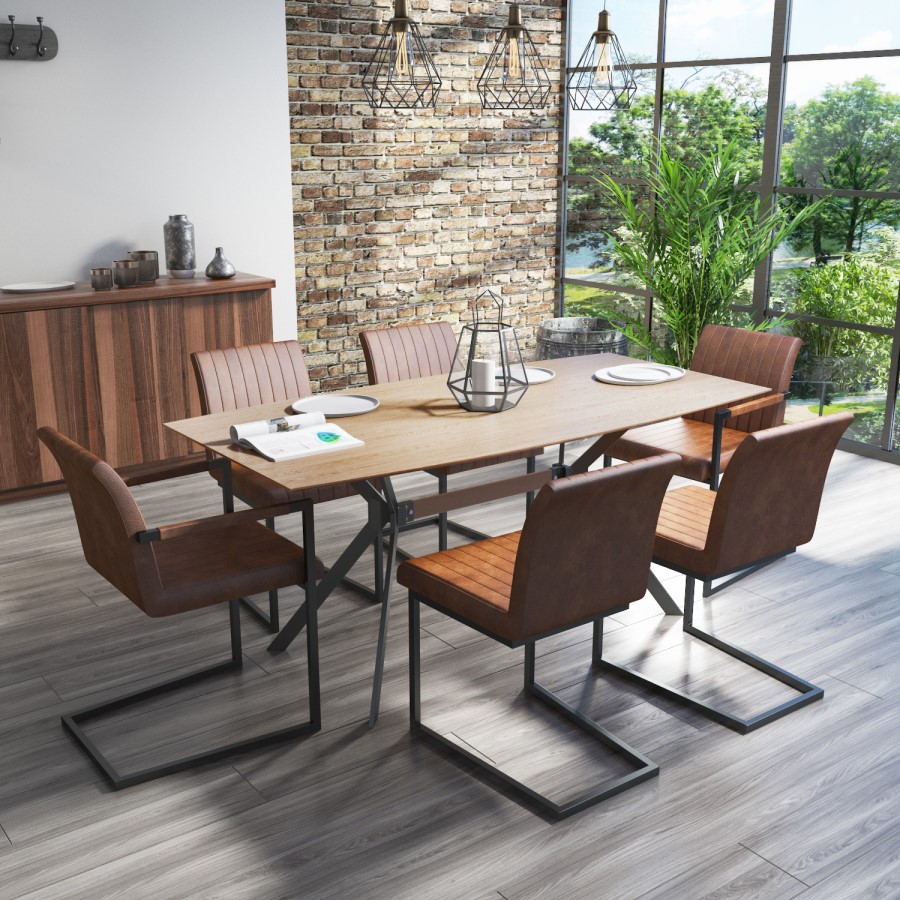 GRADE A1 - Issac Industrial Reclaimed Effect Wood Top Dining Table