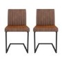 GRADE A1 - Issac Pair of Industrial Dining Chairs- Vintage Tan Faux Leather 