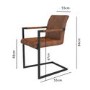 Pair of Brown Faux Leather Industrial Dining Chairs with Arms - Isaac