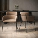 ISL002A Set of 2 Beige Velvet Curved Dining Chairs - Isla