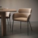 ISL002 Beige Velvet Curved Dining Chair - Isla