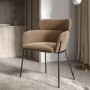 Beige Velvet Curved Accent Chair - Isla