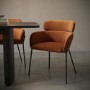 Set of 4 Rust Velvet Curved Dining Chairs - Isla