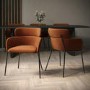 ONLY OPENED - Set of 2 Rust Velvet Curved Dining chairs - Isla