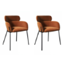 Set of 2 Orange Velvet Dining Chairs - Isla