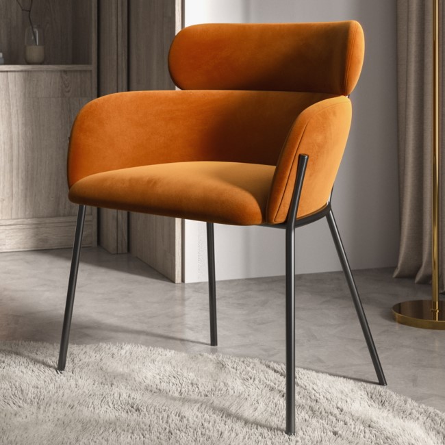 ONLY OPENED - Orange Velvet Curved Armchair - Isla